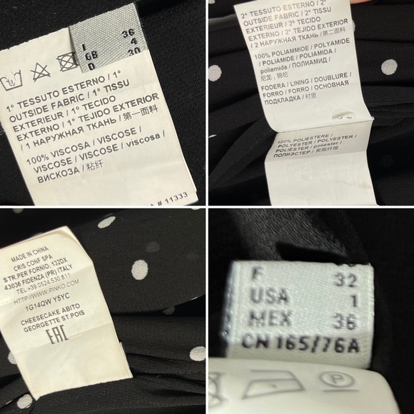 PINKO Georgette Polka Dot Wrap Long Maxi Dress Ruffled Lace Panel Black & White - Picture 12 of 16